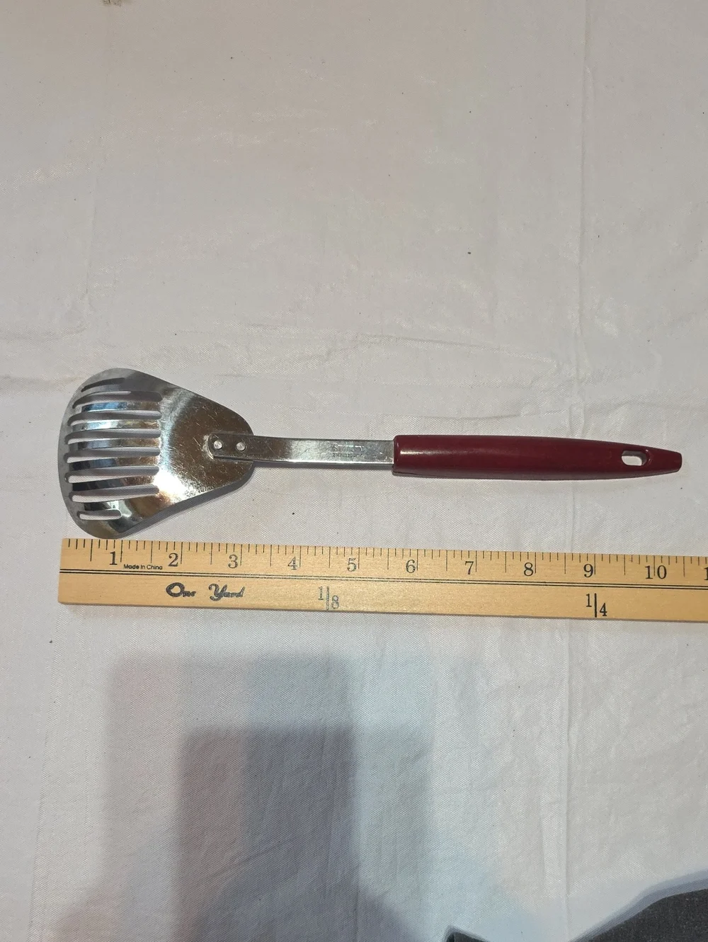 Stanley VTG Kitchamajig Stainless Slotted Spatula Scoop Harvest Print Handle